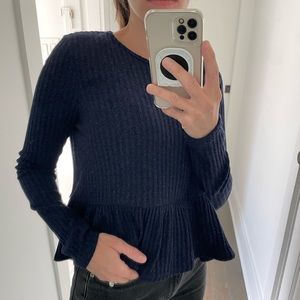 NWT Urban Outfitters Navy peplum knit top
